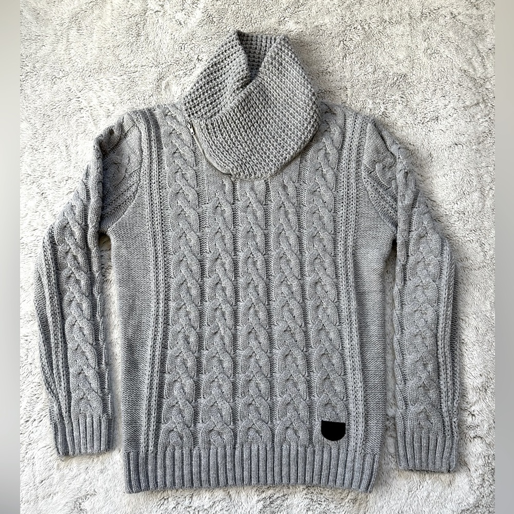 Gray Cable Knit Turtleneck Sweater - Eden Park Paris - Gorgeous fisherman